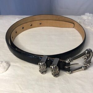 BILL ADLER STUDIO black genuine full grain leather women’s belt. Size Medium.